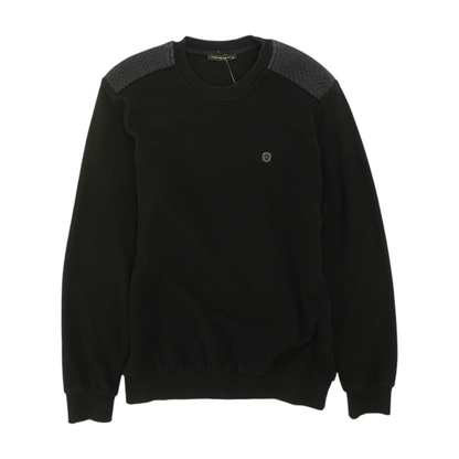 Black Solid Sweatshirt Pullover