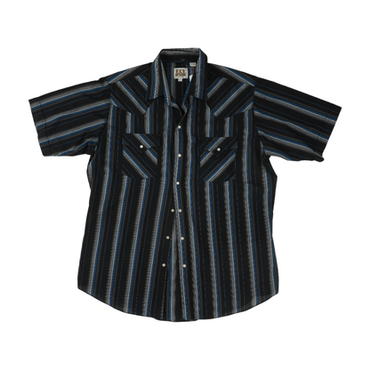 Black Striped Short Sleeve Button Down