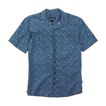 Blue Print Short Sleeve Button Down