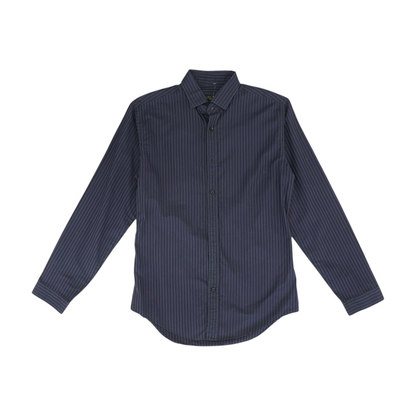 Navy Striped Long Sleeve Button Down
