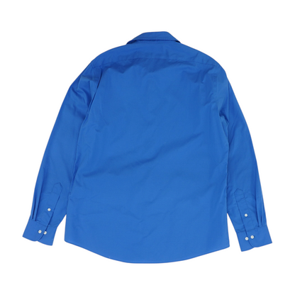 Blue Solid Long Sleeve Button Down