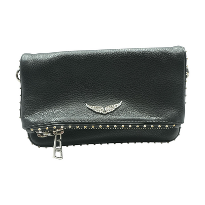 Black Studded Leather Clutch