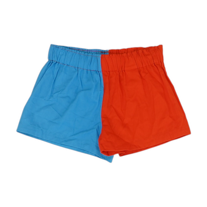 Blue Color Block Knit Shorts