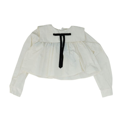 Ivory Solid Long Sleeve Blouse