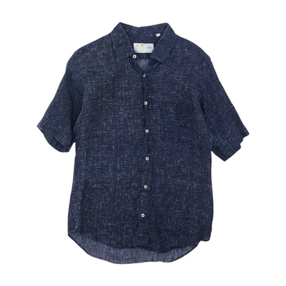 Navy Solid Short Sleeve Button Down