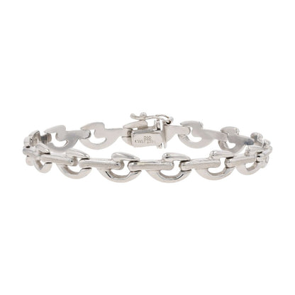 14K White Gold Offset Textured Link Bracelet
