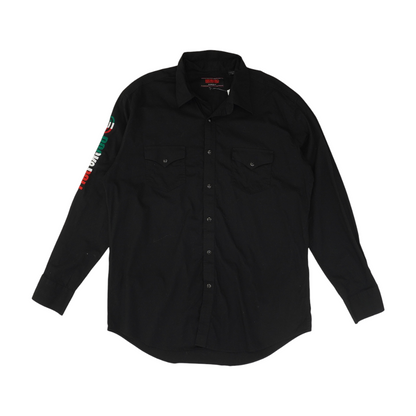 Black Solid Long Sleeve Button Down