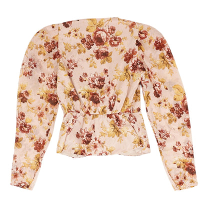 Pink Floral Long Sleeve Blouse