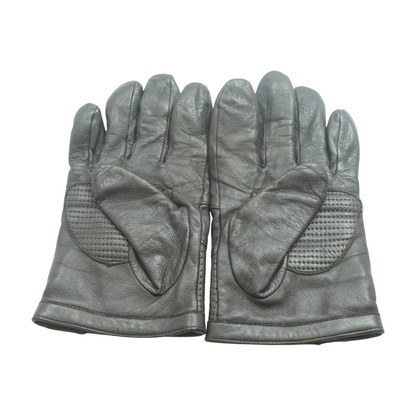 Brown Smooth Leather Gloves with Button Closure