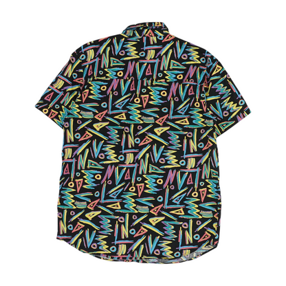 Black Abstract Short Sleeve Button Down