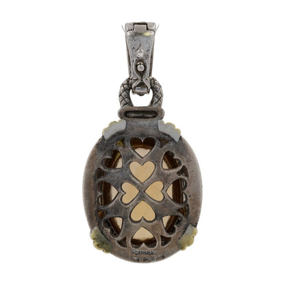 Sterling Silver And 18K Gold Accents Large Oval Yellow Stone Enhancer Pendant