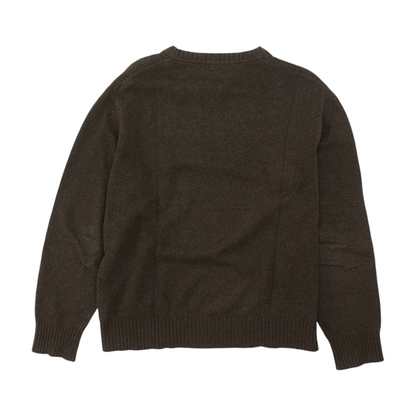 Vintage Wool-Blend Brown Solid Pullover Sweater