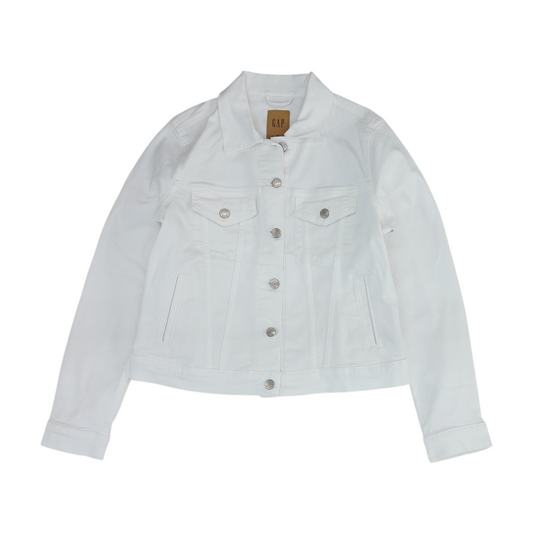 White Solid Denim Jacket