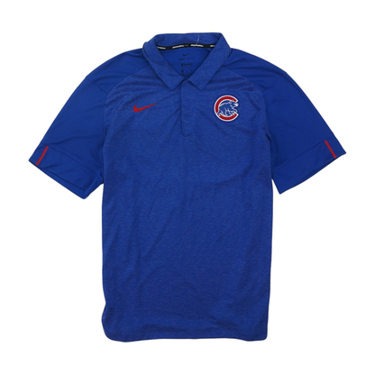 Blue Chicago Cubs Striped Short Sleeve Polo