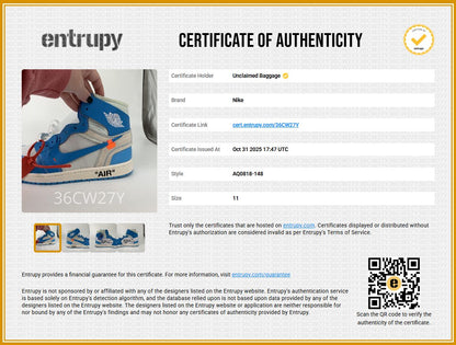 University Blue Off-White Jordan 1 Retro High