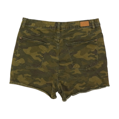 Green Plus Size Camo Denim Shorts