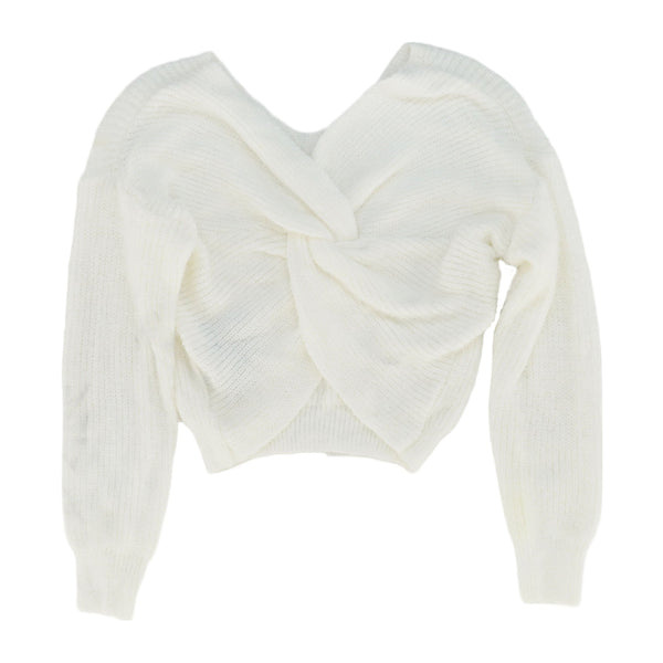 White V-Neck Pullover Sweater