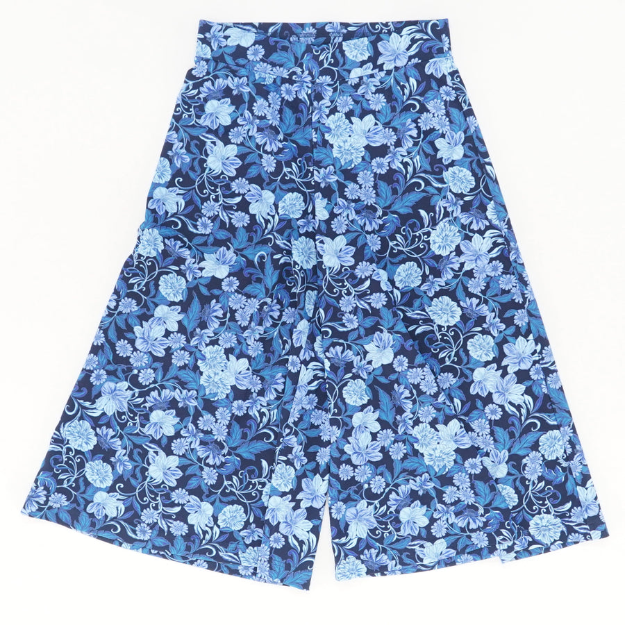 Blue Floral Pebble Knit Culotte Pants Size XS, S