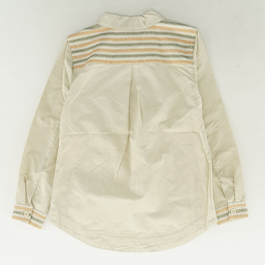 Tan Twill Utility Jacket with Embroidery Detail