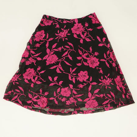 Black Floral Midi Pleated Skirt in Floral Burnout