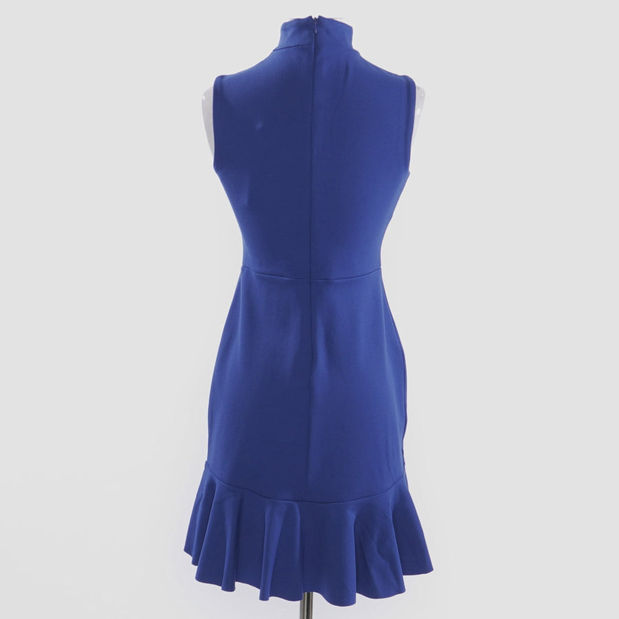 Mock Neck Curved Ruffle Dress in Glacier - Size 4-12