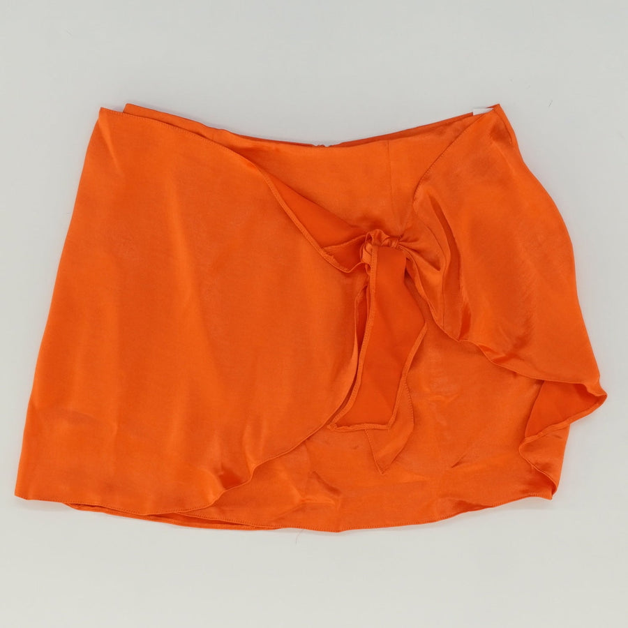 Orange Tie Waist Mini Skirt
