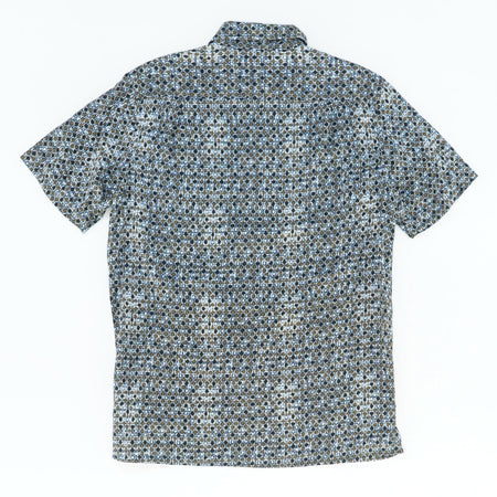 Silk Blend Geometric Print Shirt in Black Combo