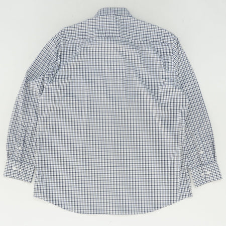 Navy Plaid Long Sleeve Button Down Shirt