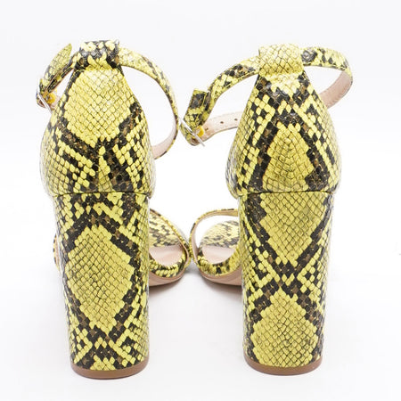 Yellow/Black Snake Print Carrson Heeled Sandal - Size 6