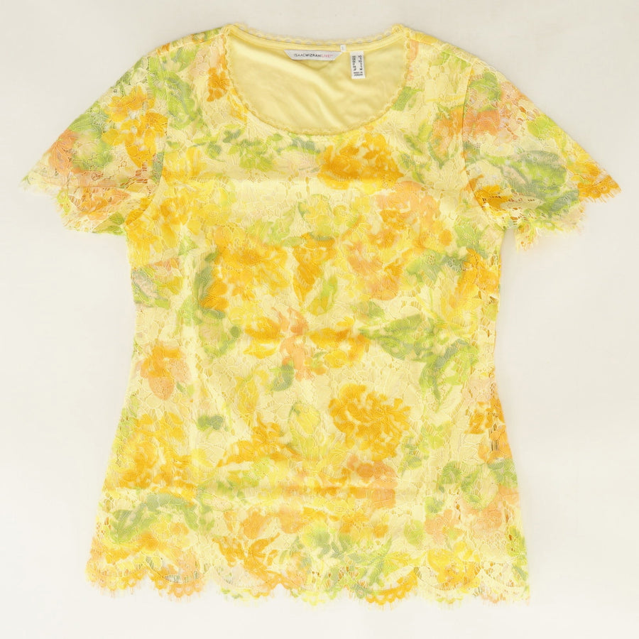 Yellow Floral Lace Blouse