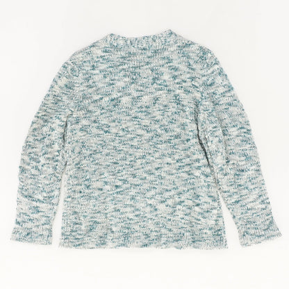 Teal Crewneck Cardigan Sweater