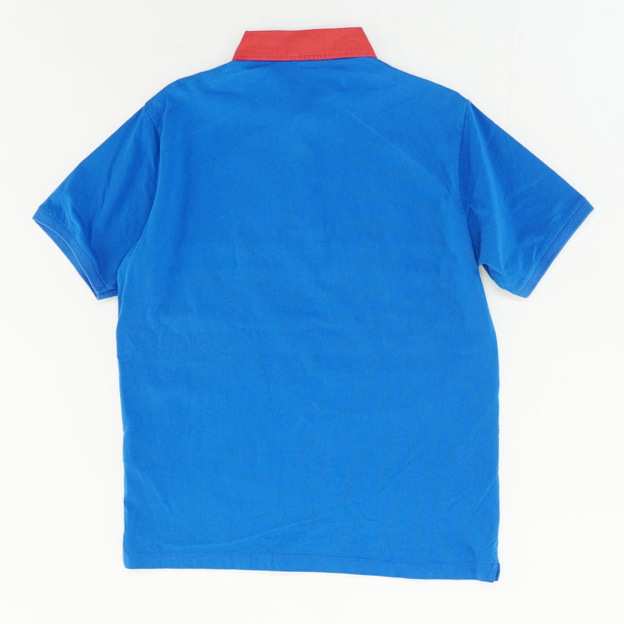 Blue Color Block Short Sleeve Polo