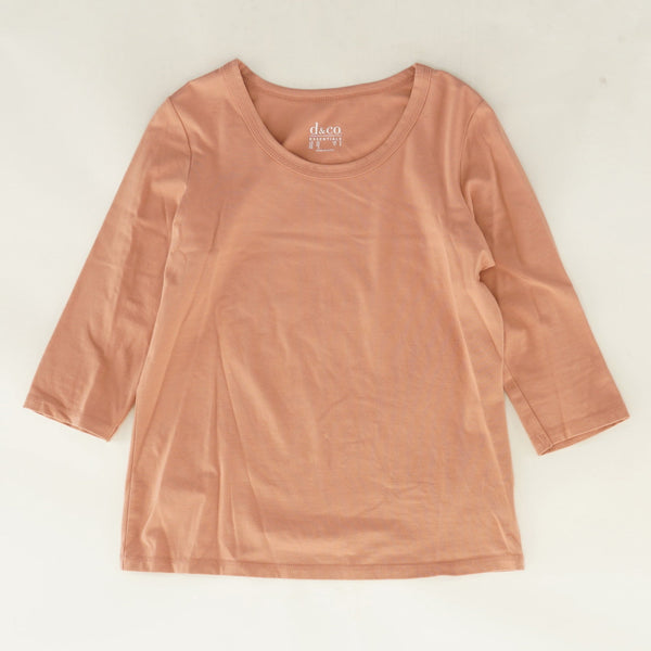 Essentials Perfect Jersey 3/4 Sleeve Round Neck Top- Blush Pink