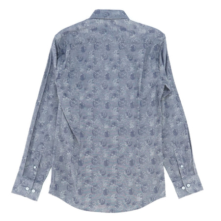 Gray Circle Jacquard Long Sleeve Button Down Shirt