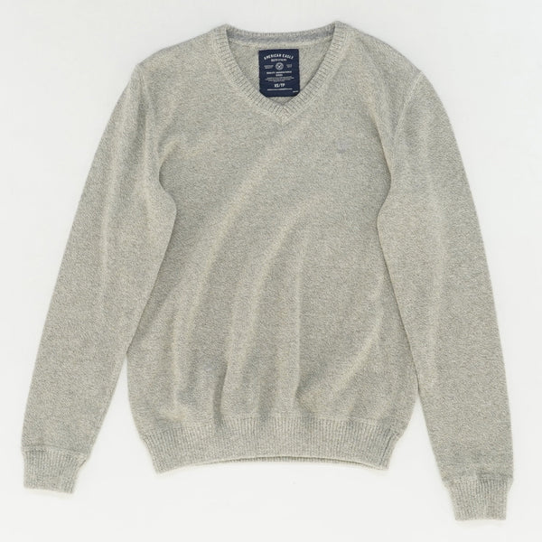 Gray V-Neck Pullover Sweater