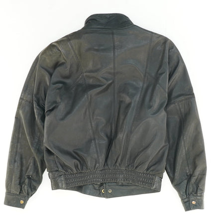 Vintage Leather Bomber Jacket in Black | Unclaimed Baggage