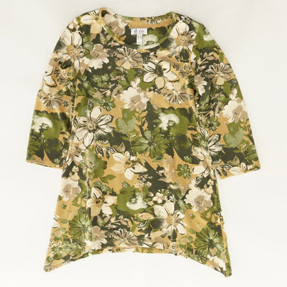 Multi Color Crewneck Floral Long Sleeve Shirt