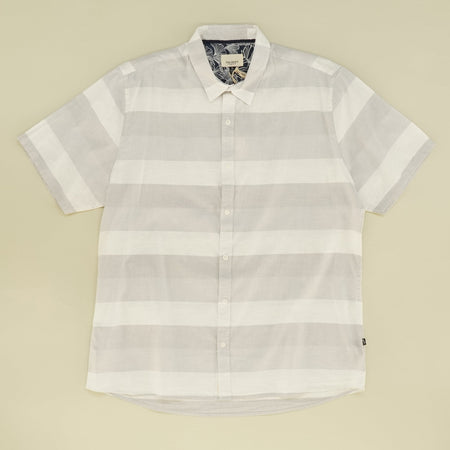 Adios Gray Striped Short Sleeve Button Down Shirt
