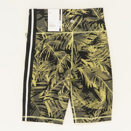 Sunny Lime Palm-Print High-Waist Bike Shorts