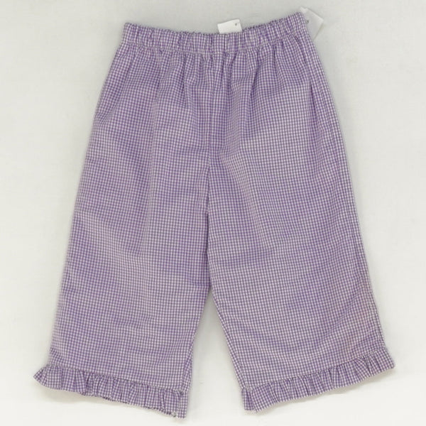 Purple Ruffle Hem Gingham Pants
