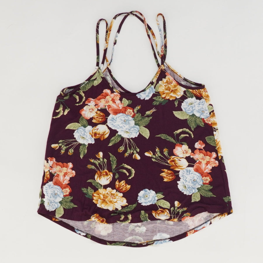 Purple Floral Strappy Tank Top
