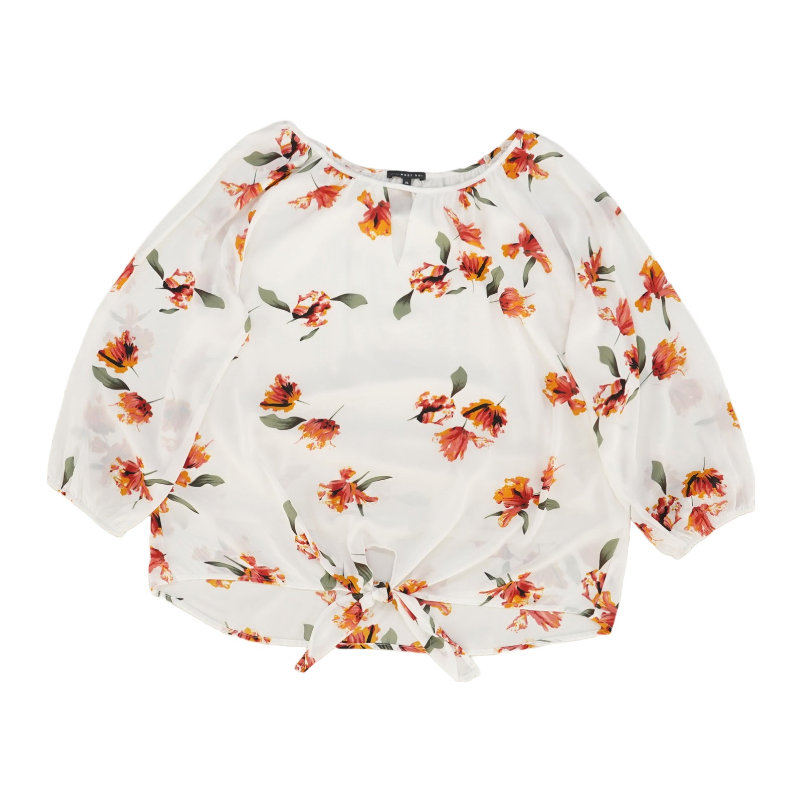 White Floral Long Sleeve Blouse Unclaimed Baggage