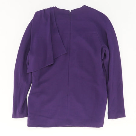 Purple Long-Sleeve Drape Shoulder Vintage Blouse