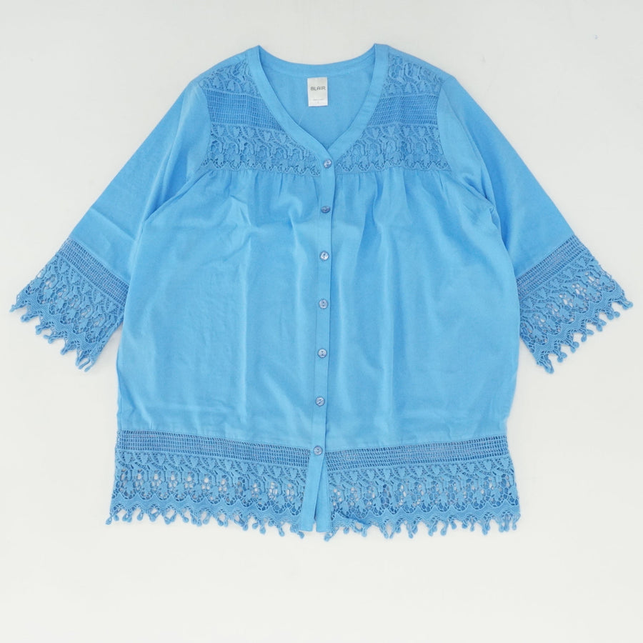 Three-Quarter Sleeve Crochet Lace Tunic
