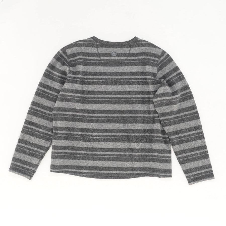 Gray Striped Crewneck Pullover Sweater