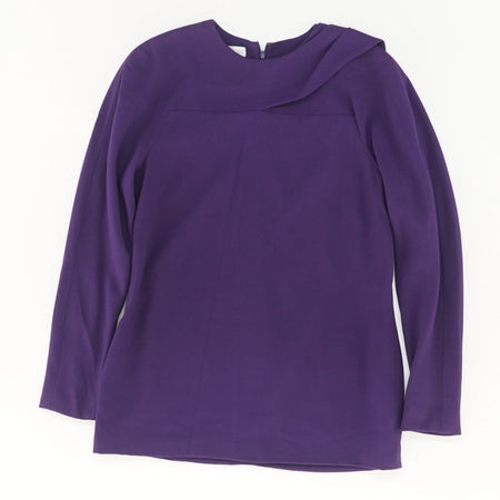 Purple Long-Sleeve Drape Shoulder Vintage Blouse