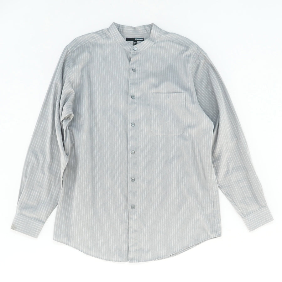 Mandarin Collar Gray Button Down Shirt