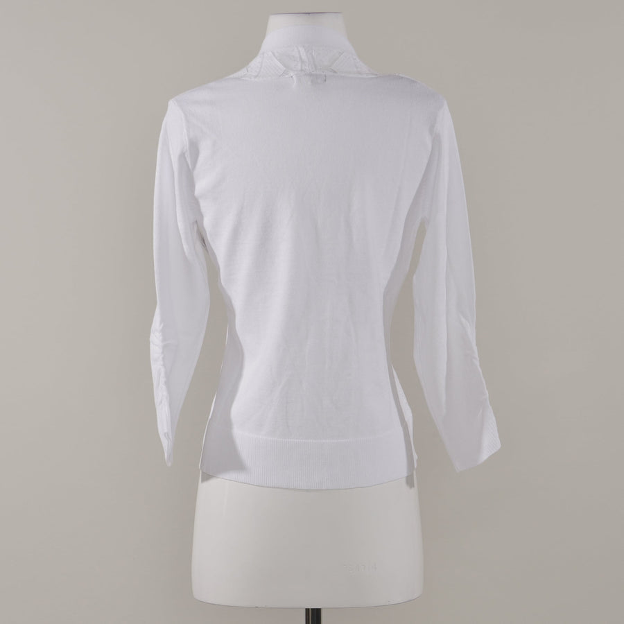 White 3/4 Sleeve Open Cardigan