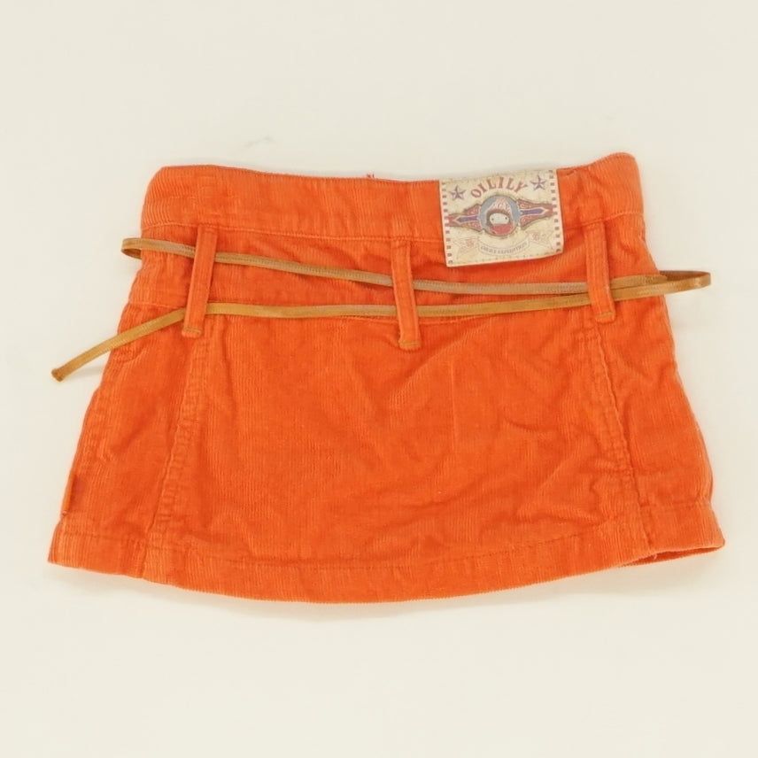 Orange Corduroy Embroidered Skirt