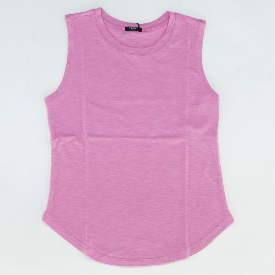 Cotton Solid Muscle Tank in Pink
